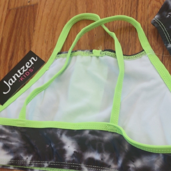 Jantzen Black and White Tie-Dye Bikini with Neon Green Trim - Picture 6 of 7